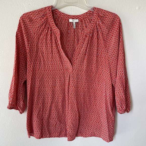 Joie SILK M Red Orange babydoll blouse tunic - Picture 10 of 10